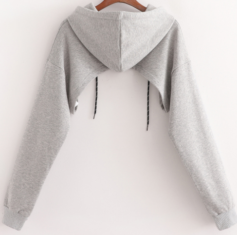 Cropped Hooded Long Sleeve Sweatshirt