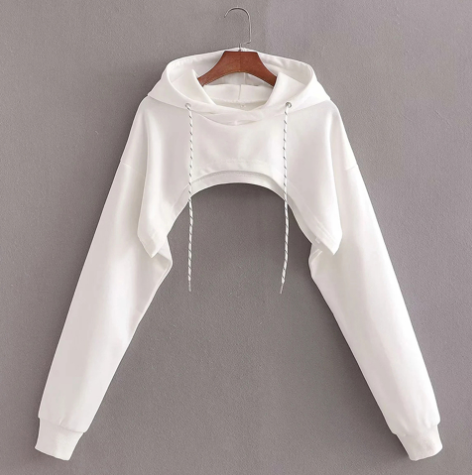 Cropped Hooded Long Sleeve Sweatshirt