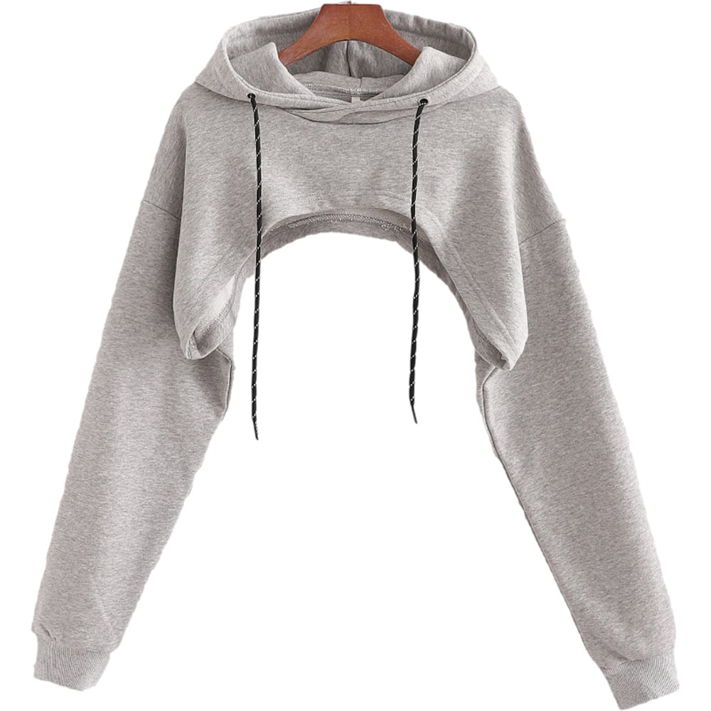 Cropped Hooded Long Sleeve Sweatshirt