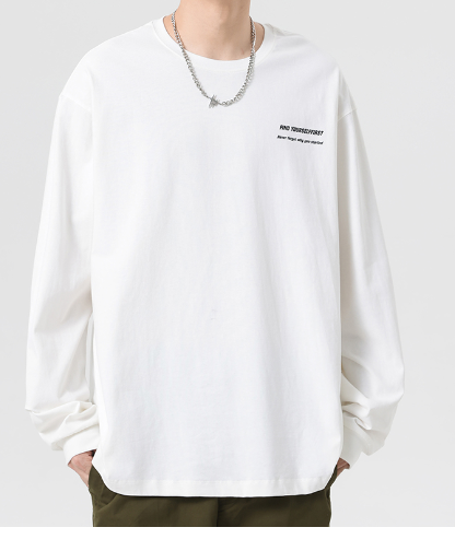 Floral Long Sleeve T-Shirt, Loose Fit Crew Neck Tee