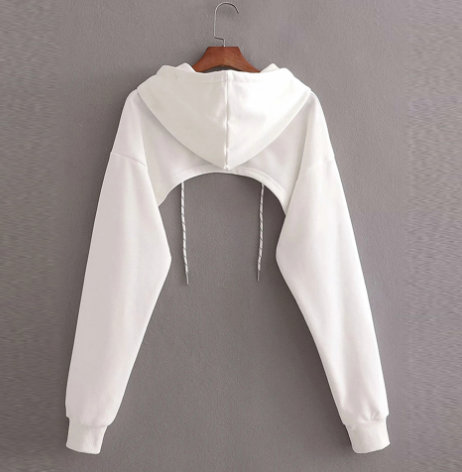 Cropped Hooded Long Sleeve Sweatshirt
