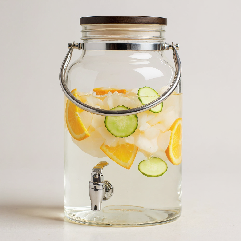 Glass 1.5 Gallon Beverage Dispenser with Wood Lid