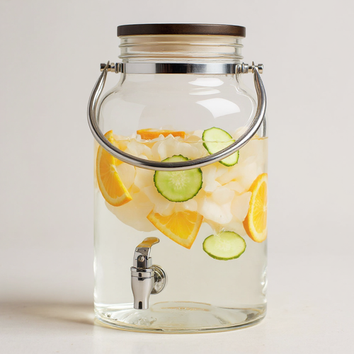 Glass 1.5 Gallon Beverage Dispenser with Wood Lid