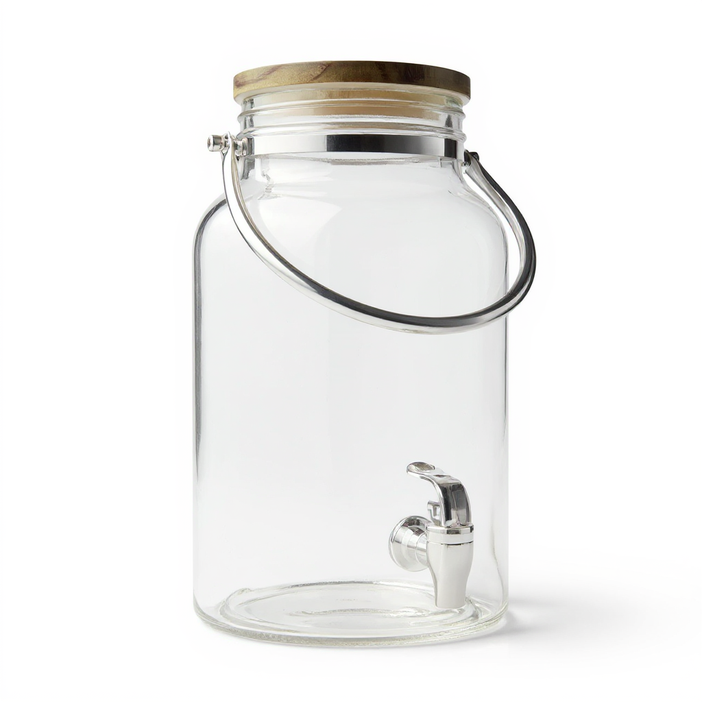 Glass 1.5 Gallon Beverage Dispenser with Wood Lid