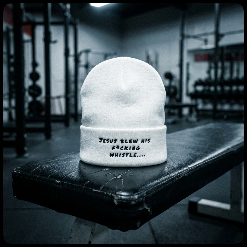 Jesus Gym Beanie – Breathable Cotton Blend Embroidered Beanie in White