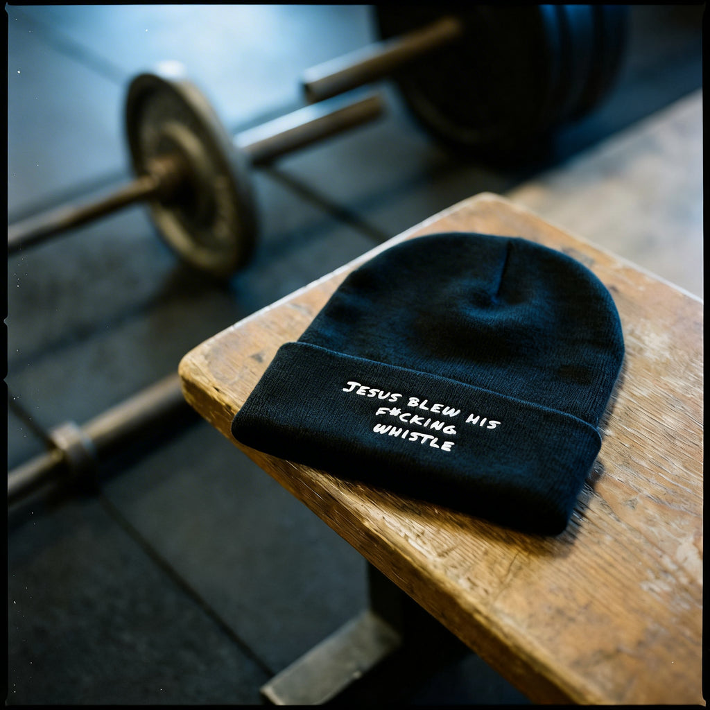 Jesus Gym Beanie – Breathable Cotton Blend Embroidered Beanie in Black