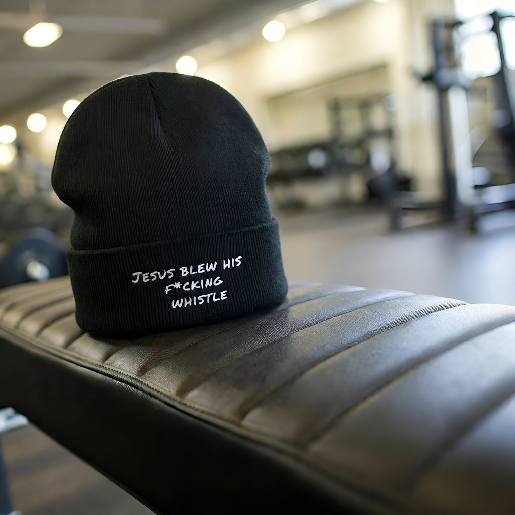 Jesus Gym Beanie – Breathable Cotton Blend Embroidered Beanie in Black