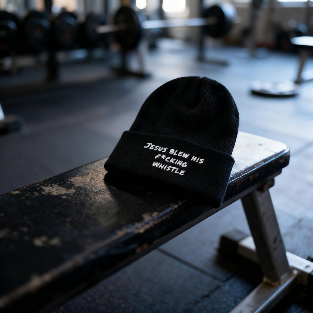 Jesus Gym Beanie – Breathable Cotton Blend Embroidered Beanie in Black
