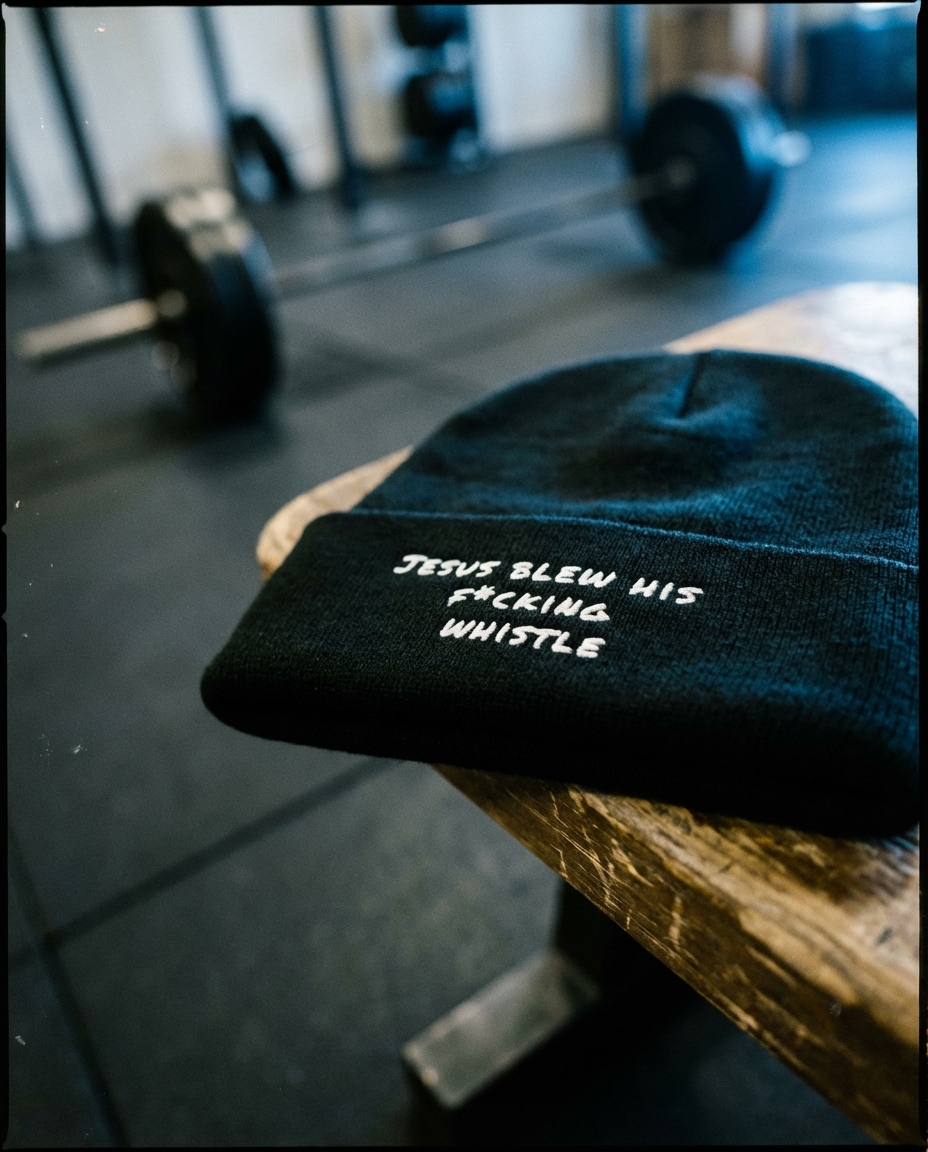 Jesus Gym Beanie – Breathable Cotton Blend Embroidered Beanie in Black
